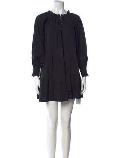 Pre-owned Cleobella Crew Neck Mini Dress In Black