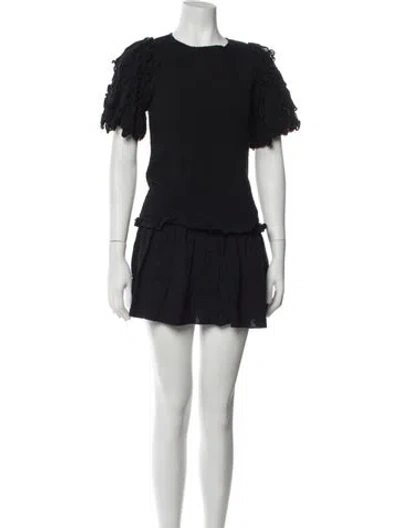 Pre-owned Cleobella Crew Neck Mini Dress In Black