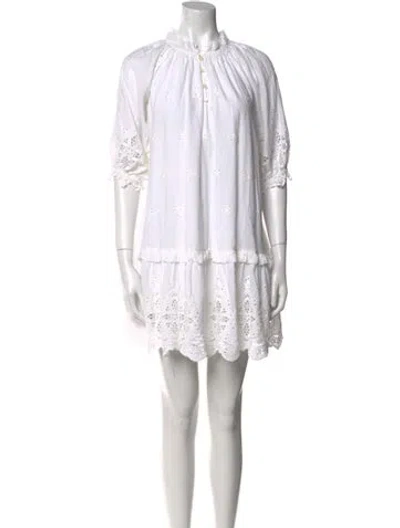 Pre-owned Cleobella Crew Neck Mini Dress In White