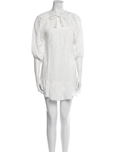 Pre-owned Cleobella Crew Neck Mini Dress In White