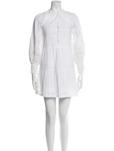 Pre-owned Cleobella Crew Neck Mini Dress In White