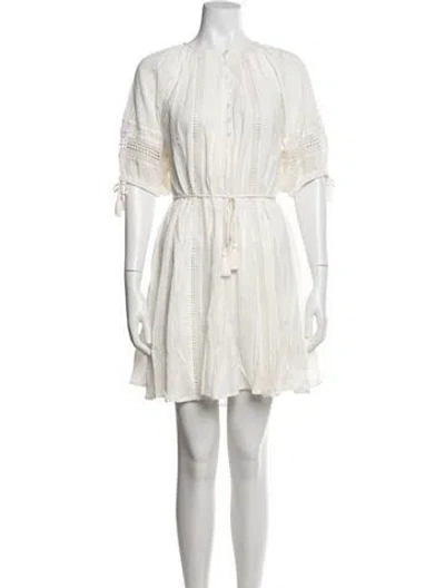Pre-owned Cleobella Crew Neck Mini Dress In White