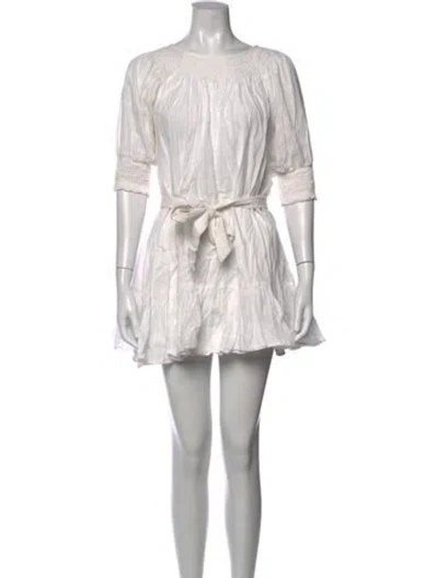 Pre-owned Cleobella Crew Neck Mini Dress In White