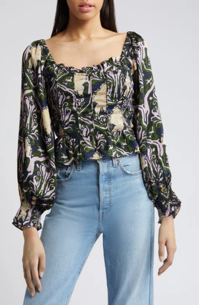 Cleobella Dakota Print Peplum Top In Casablanca Print