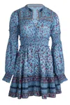 Cleobella Delilah Mini Dress Lapis Block Print In Blue