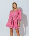 Cleobella Demi Mini Dress Ditzy Mix Block Print In Pink