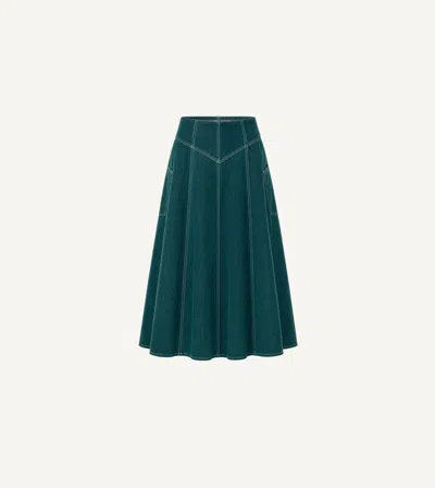 Cleobella Diana Cotton Twill Midi Skirt In Green