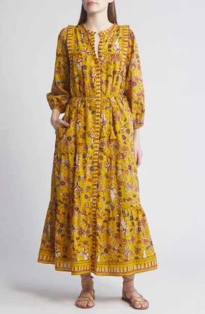 Cleobella Dinah Floral Long Sleeve Organic Cotton Voile Dress In Evora Print