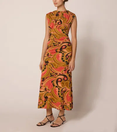 Cleobella Donna Ankle Dress In Osaria Print In Burgundy