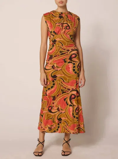 Cleobella Donna Ankle Dress In Osaria Print In Burgundy
