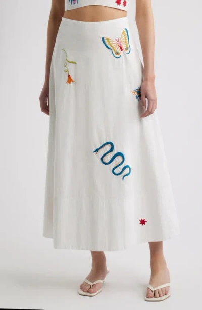 Cleobella Eden Embroidered Organic Cotton Maxi Skirt In White