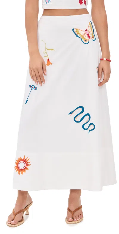 Cleobella Eden Skirt Montecito Embroidery Motif In White