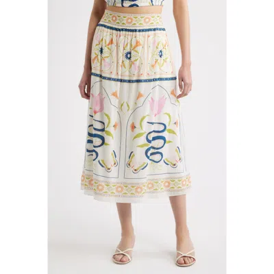 Cleobella Elliott Print Midi Skirt In Metallic