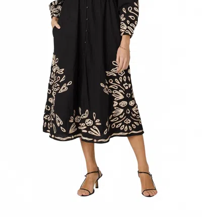 Cleobella Elyse Midi Dress In Black/ivory In Blue