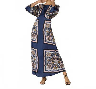 Cleobella Fawn Ankle Dress In Floral Anise In Blue