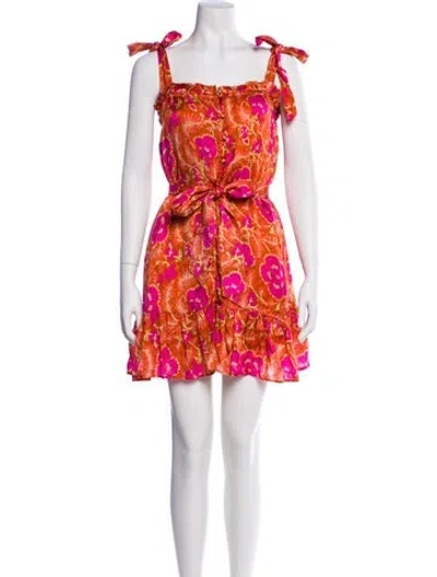 Pre-owned Cleobella Floral Print Knee-length Dress In Orange