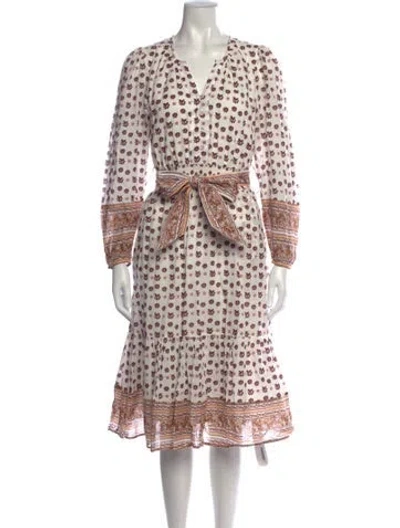Pre-owned Cleobella Floral Print Knee-length Dress In White