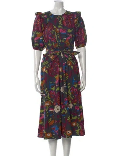 Pre-owned Cleobella Floral Print Long Dress In Black
