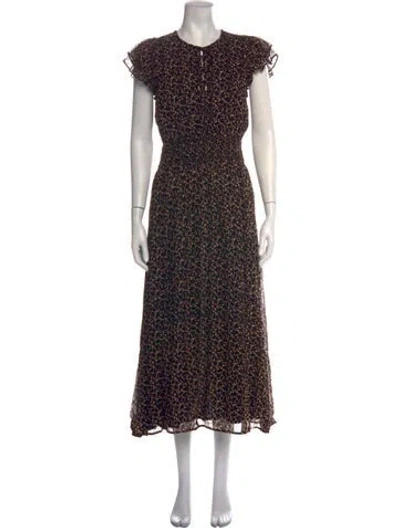 Pre-owned Cleobella Floral Print Long Dress In Black