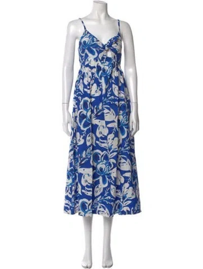 Pre-owned Cleobella Floral Print Long Dress In Blue