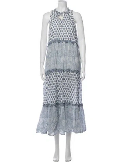 Pre-owned Cleobella Floral Print Long Dress In Blue