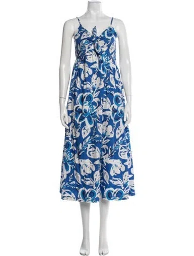 Pre-owned Cleobella Floral Print Long Dress In Blue