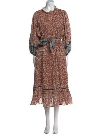 Pre-owned Cleobella Floral Print Long Dress In Brown