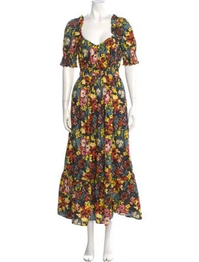 Pre-owned Cleobella Floral Print Long Dress In Multi