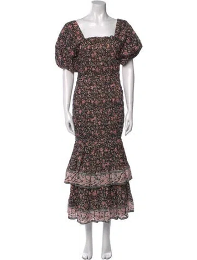 Pre-owned Cleobella Floral Print Long Dress In Multi