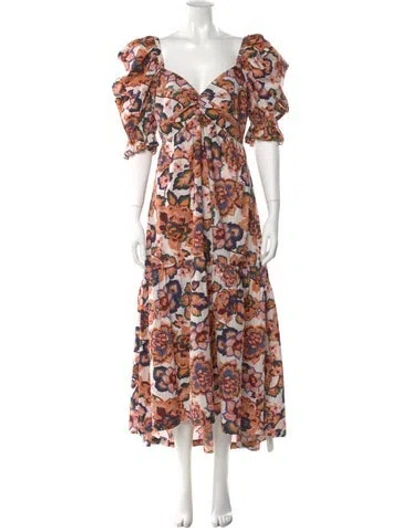 Pre-owned Cleobella Floral Print Long Dress In Multi