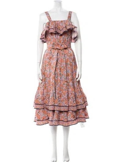 Pre-owned Cleobella Floral Print Long Dress In Multi