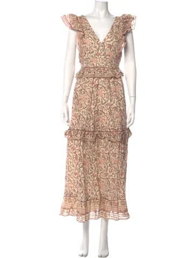 Pre-owned Cleobella Floral Print Long Dress In Multi