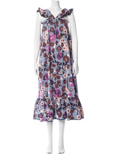 Pre-owned Cleobella Floral Print Long Dress In Multi