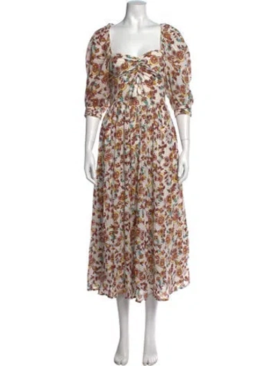 Pre-owned Cleobella Floral Print Long Dress In Multi