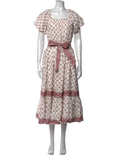 Pre-owned Cleobella Floral Print Long Dress In Neutral