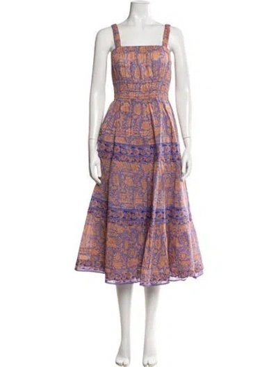 Pre-owned Cleobella Floral Print Long Dress In Orange