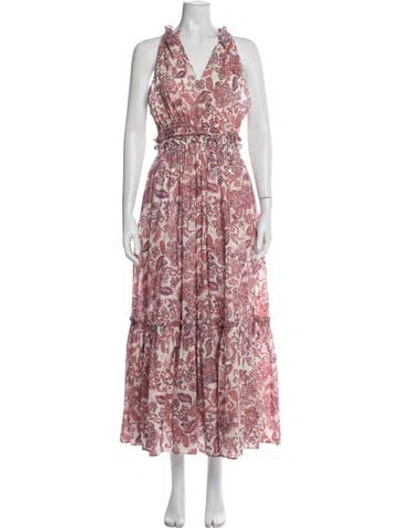 Pre-owned Cleobella Floral Print Long Dress In Pink