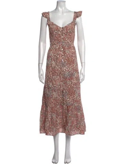 Pre-owned Cleobella Floral Print Long Dress In Pink