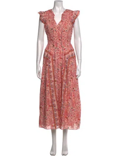 Pre-owned Cleobella Floral Print Long Dress In Pink
