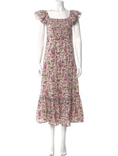 Pre-owned Cleobella Floral Print Long Dress In Purple