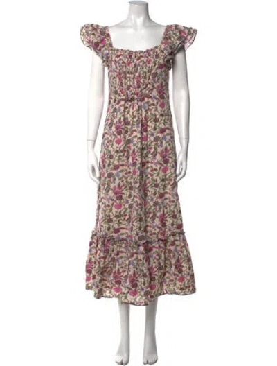 Pre-owned Cleobella Floral Print Long Dress In Purple