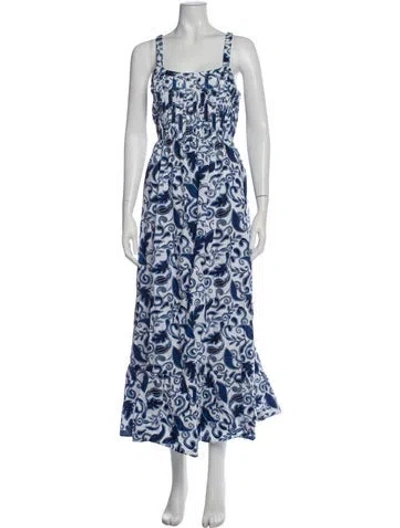 Pre-owned Cleobella Floral Print Long Dress W/ Tags In Blue