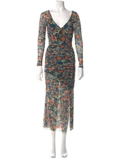 Pre-owned Cleobella Floral Print Long Dress W/ Tags In Blue
