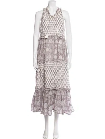 Pre-owned Cleobella Floral Print Long Dress In White