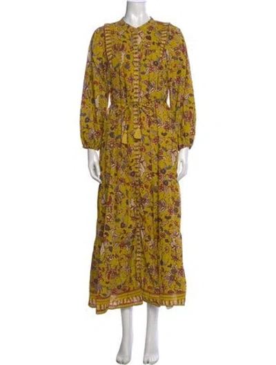 Pre-owned Cleobella Floral Print Long Dress In Yellow