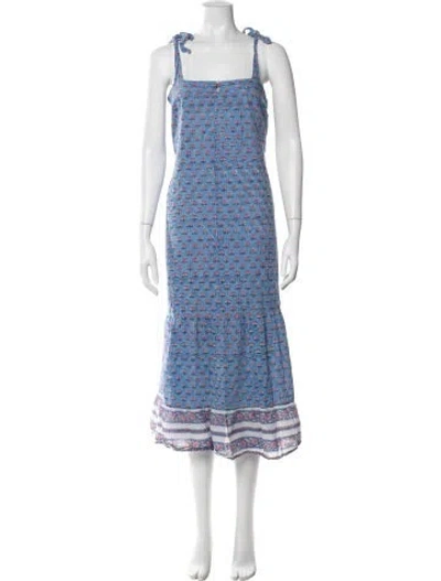 Pre-owned Cleobella Floral Print Midi Length Dress In Blue