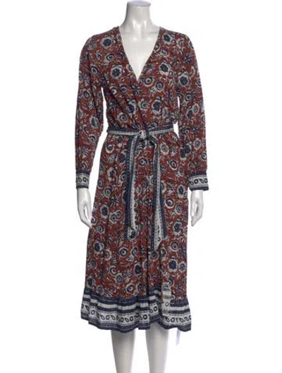 Pre-owned Cleobella Floral Print Midi Length Dress In Blue