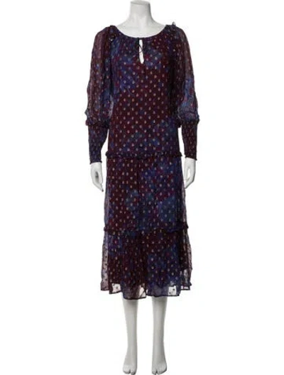 Pre-owned Cleobella Floral Print Midi Length Dress In Blue/metallic
