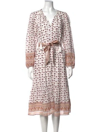 Pre-owned Cleobella Floral Print Midi Length Dress In Brown