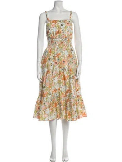 Pre-owned Cleobella Floral Print Midi Length Dress In Green